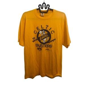 Vintage 80s Lakers Celtic Busters T-Shirt XL Logo 7 Ghostbusters Parody Gold